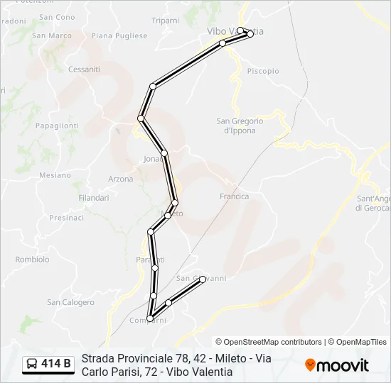 414 B Bus Line Map