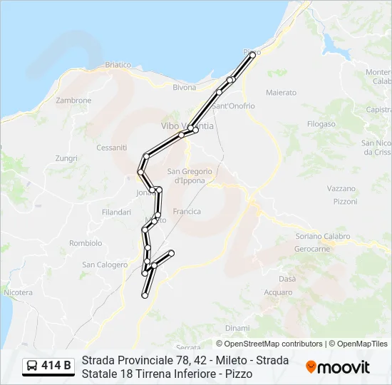 414 B Bus Line Map