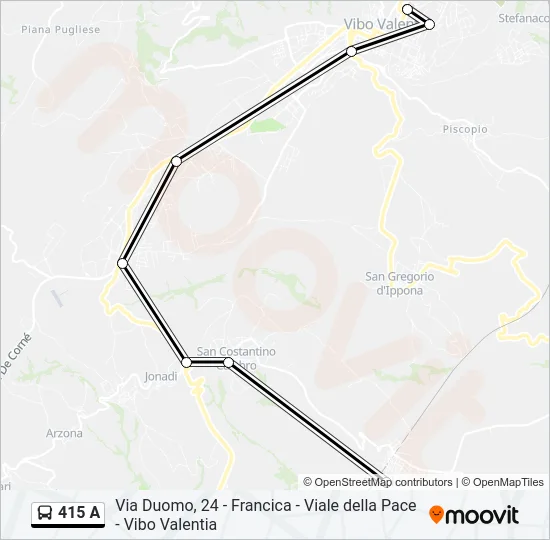 415 A Bus Line Map