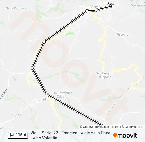 415 A Bus Line Map