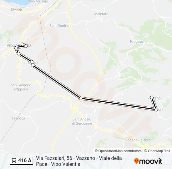 416 A Bus Line Map