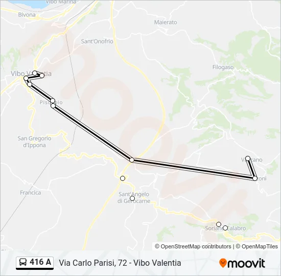 416 A Bus Line Map