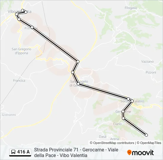 416 A Bus Line Map