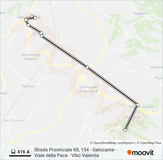416 A Bus Line Map