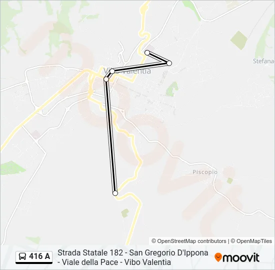 416 A Bus Line Map