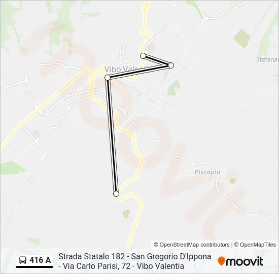 416 A Bus Line Map