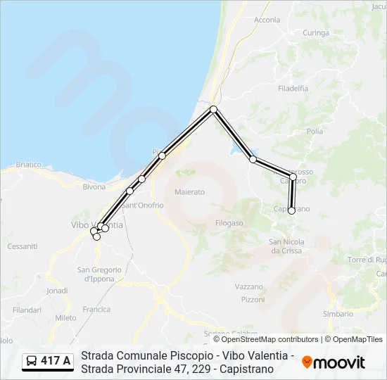 417 A Bus Line Map