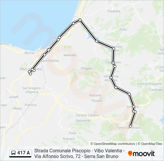 417 A Bus Line Map