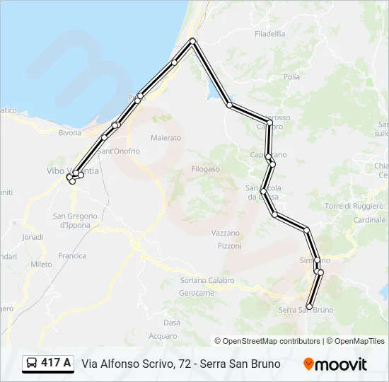 417 A Bus Line Map