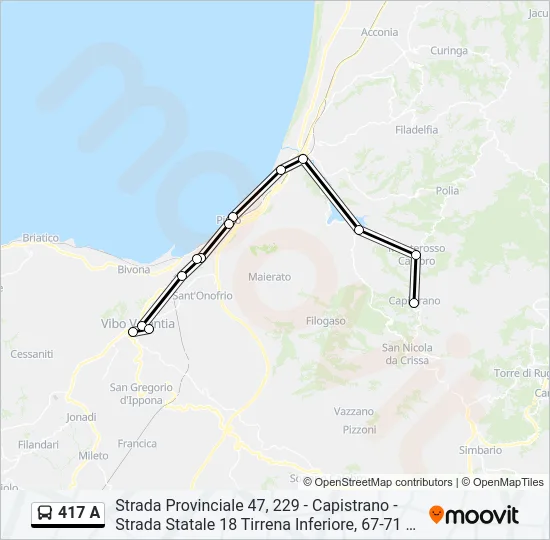 417 A Bus Line Map