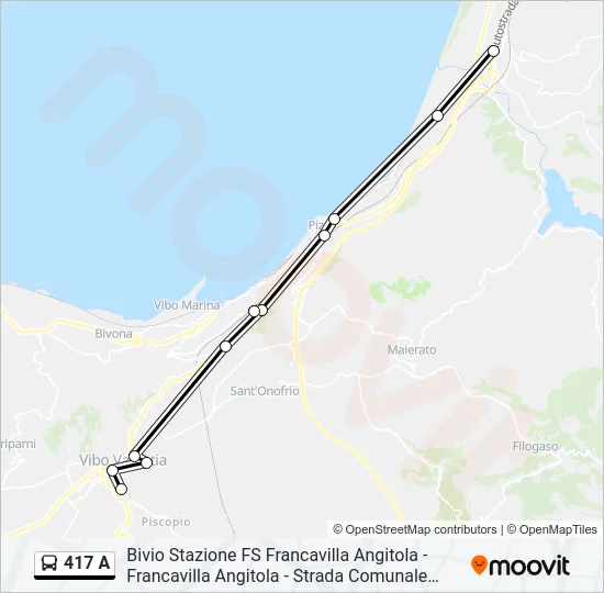 417 A Bus Line Map