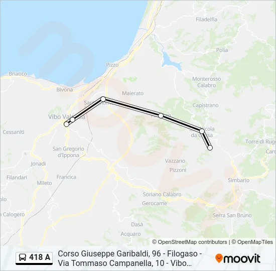 418 A Bus Line Map