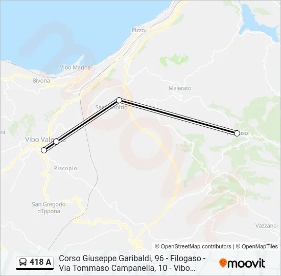 418 A Bus Line Map