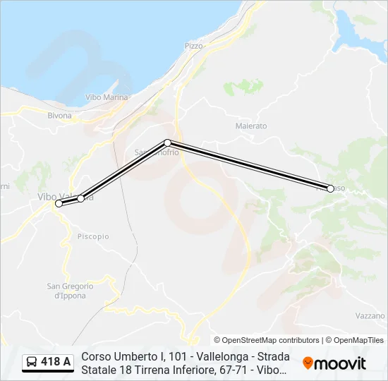 418 A Bus Line Map