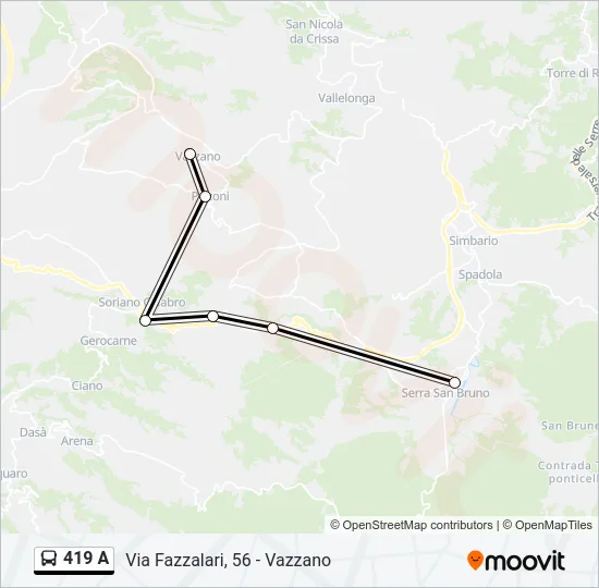 419 A Bus Line Map