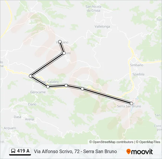 419 A Bus Line Map