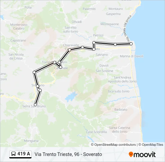 419 A Bus Line Map