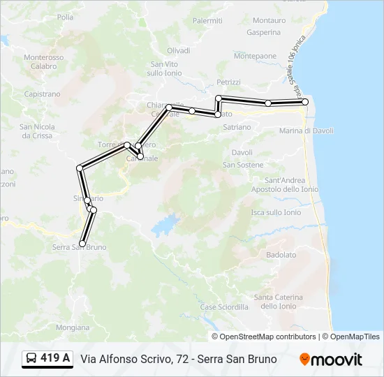 419 A Bus Line Map