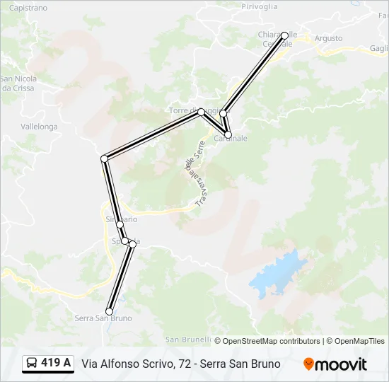 419 A Bus Line Map