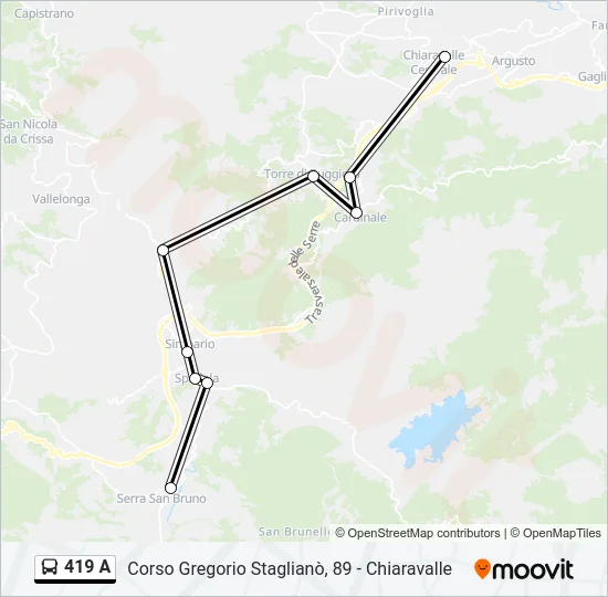 419 A Bus Line Map