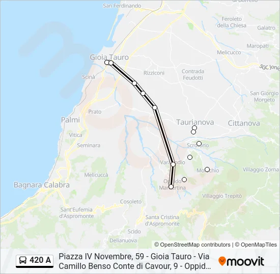 420 A Bus Line Map