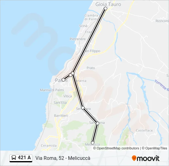 421 A Bus Line Map