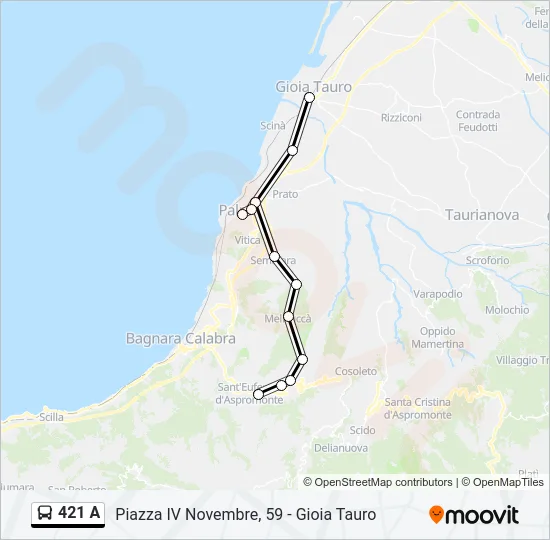 421 A Bus Line Map