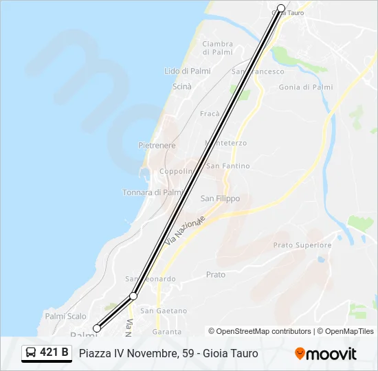 421 B Bus Line Map
