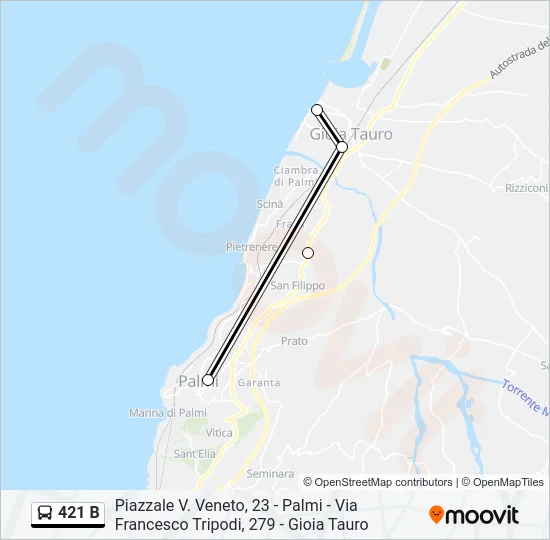 421 B Bus Line Map