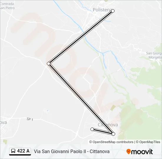 422 A Bus Line Map
