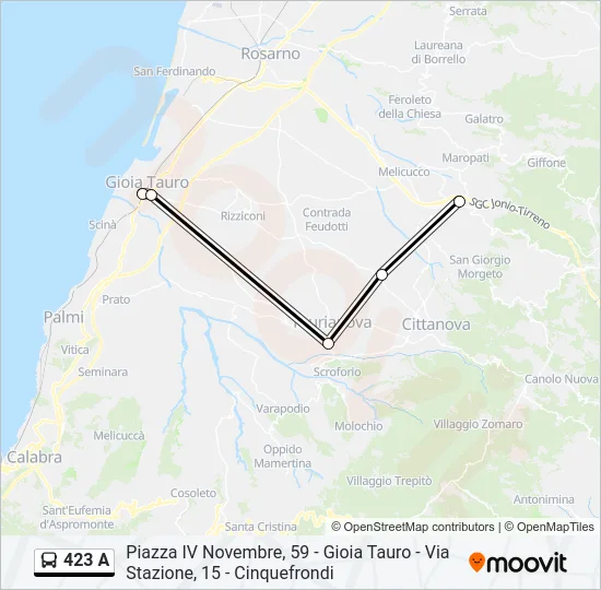 423 A Bus Line Map