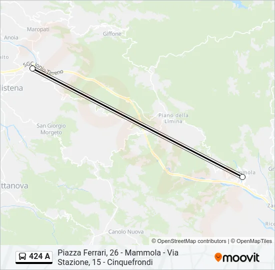 424 A Bus Line Map