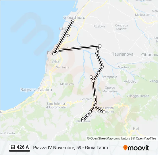 426 A Bus Line Map