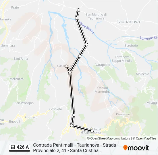 426 A Bus Line Map