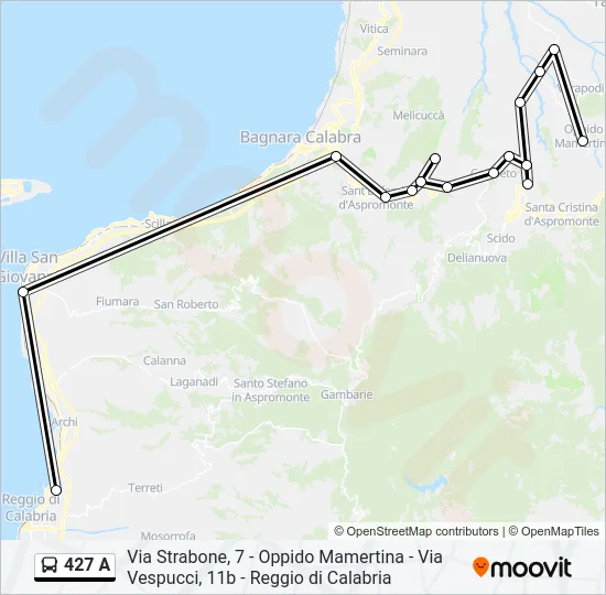 427 A Bus Line Map