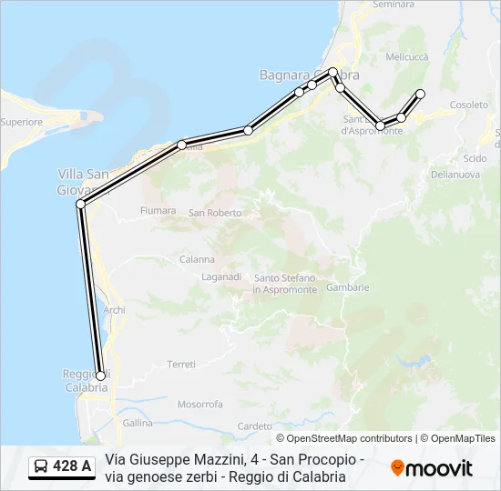 428 A Bus Line Map