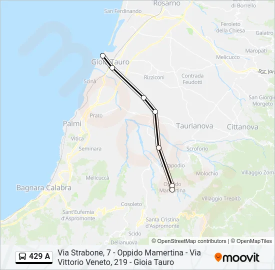 429 A Bus Line Map