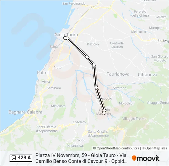 429 A Bus Line Map