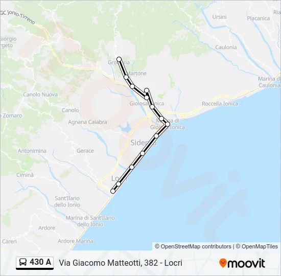 430 A Bus Line Map