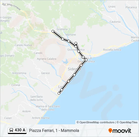 430 A Bus Line Map