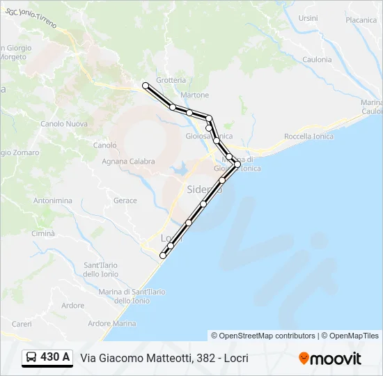 430 A Bus Line Map