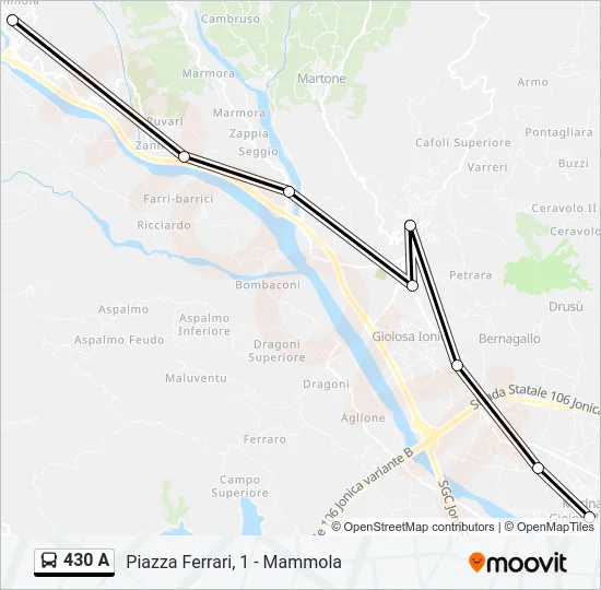 430 A Bus Line Map