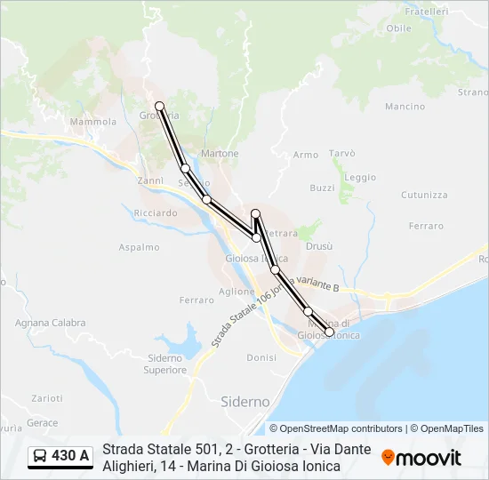 430 A Bus Line Map