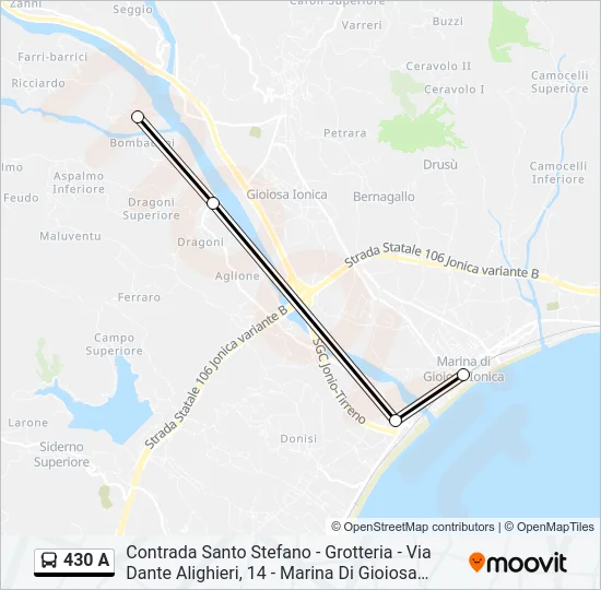 430 A Bus Line Map