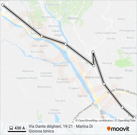 430 A Bus Line Map