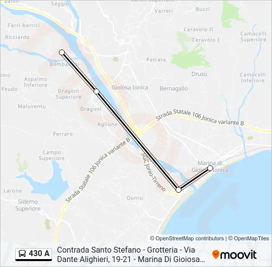 430 A Bus Line Map