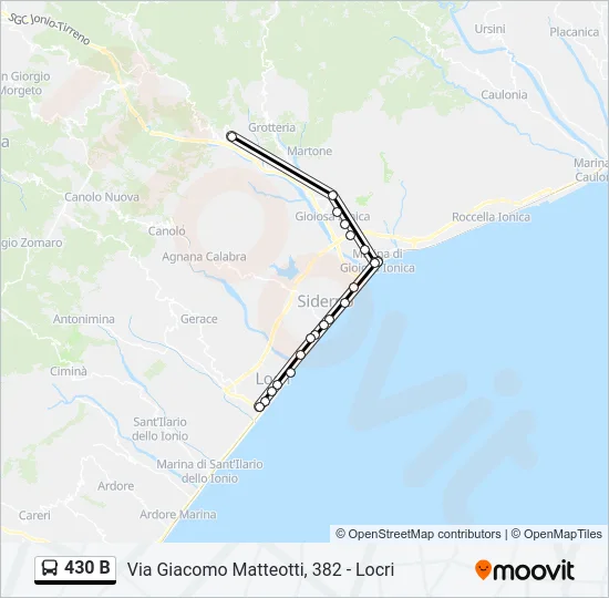 430 B Bus Line Map