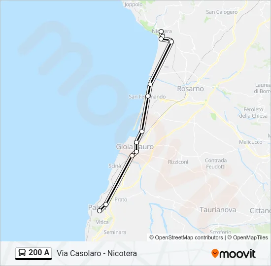 Percorso linea bus 200 A