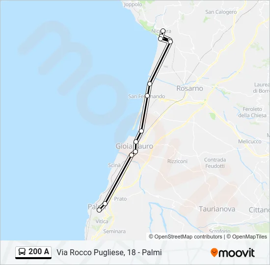 200 A Bus Line Map