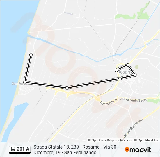 201 A Bus Line Map